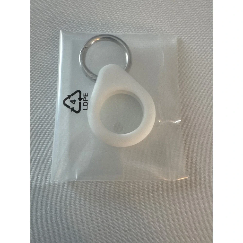 Insignia Key Ring Case for Apple AirTag White Silicone Holder NS-ATC1WH New